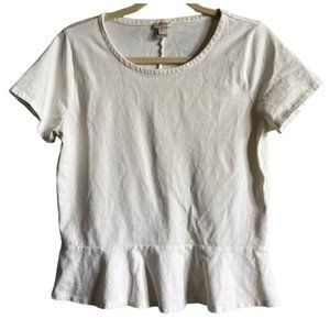 J.Crew Women's Medium Ivory Scoop Neck short Sleeve Peplum Top